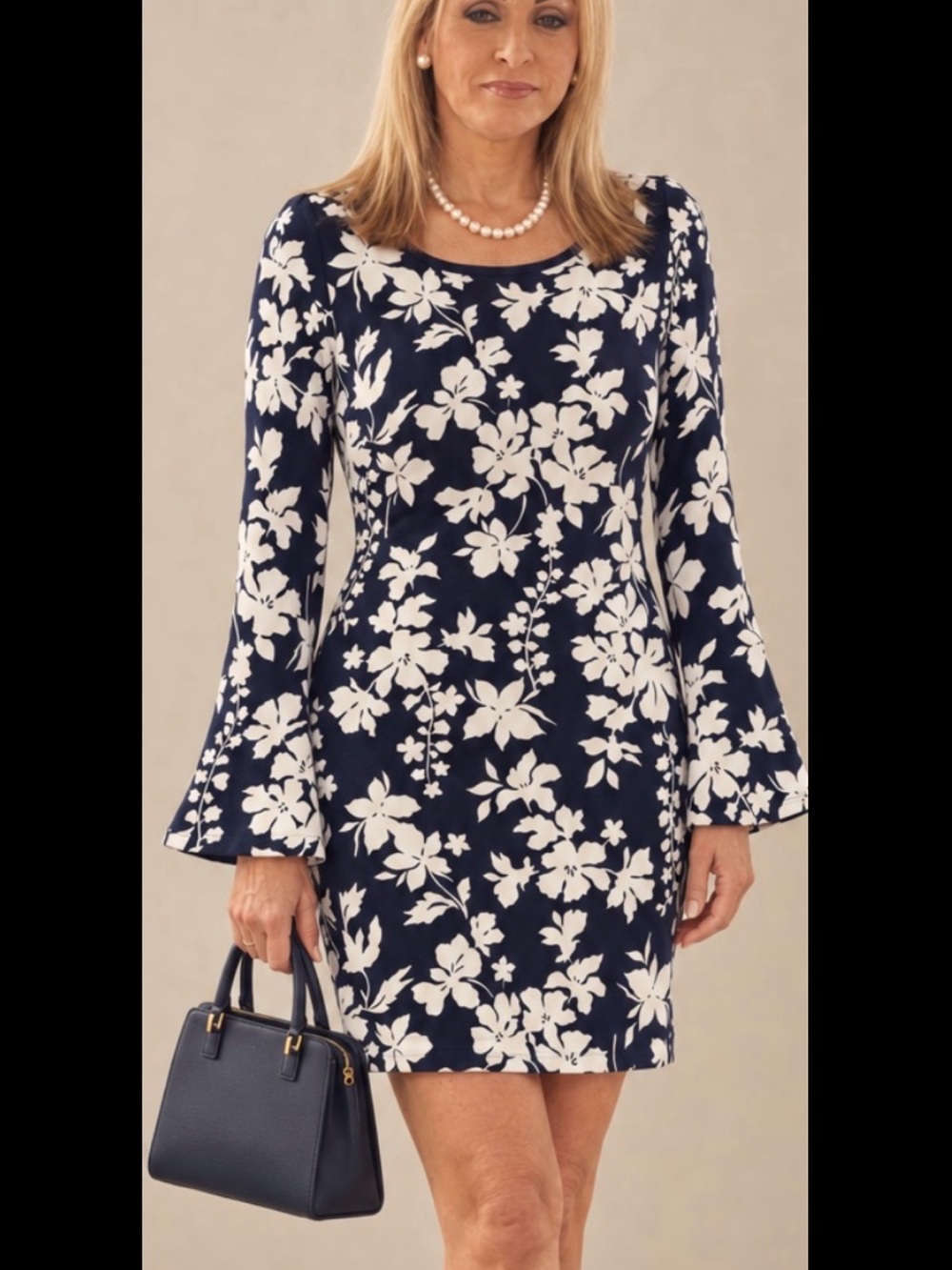 Marc by Marc Jacobs Navy & White Floral Long-Sleeve Shift Dress